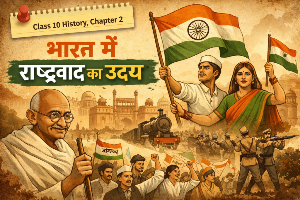 “भारत में राष्ट्रवाद का उदय फीचर इमेज, कक्षा 10 इतिहास अध्याय 2, Nationalism in India, स्वतंत्रता आंदोलन और महात्मा गांधी”